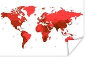 Rode wereldkaart op een witte achtergrond Poster | Wereldkaart Poster 180x120 cm