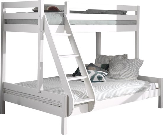 Lit superposé Triple pour 3 personnes bois - blanc - Vipack - Lits superposés adultes - Blanc - Bois - Lits superposés adultes