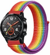 Nylon Smartwatch bandje - Geschikt voor  Huawei Watch GT nylon band - regenboog - 46mm - Strap-it Horlogeband / Polsband / Armband