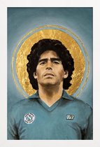 JUNIQE - Poster met houten lijst Football Icon - Diego Maradona -13x18