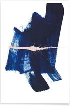 JUNIQE - Poster Donkerblauw - abstract -40x60 /Blauw & Geel