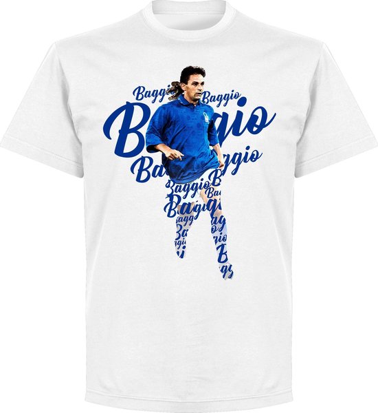 Roberto Baggio Italië Script T-Shirt - Wit - Kinderen - 104