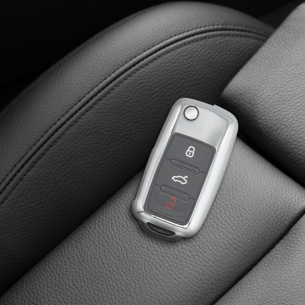 Kwmobile Autosleutelhoes Donkergrijs - Compatibel Met VW, Skoda, Seat 3-Knops Sleutels