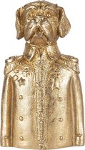 Clayre & Eef Decoratie Beeld Hond 8*6*15 cm Goudkleurig Kunststof Decoratief Figuur Decoratieve Accessoires Woonaccessoires