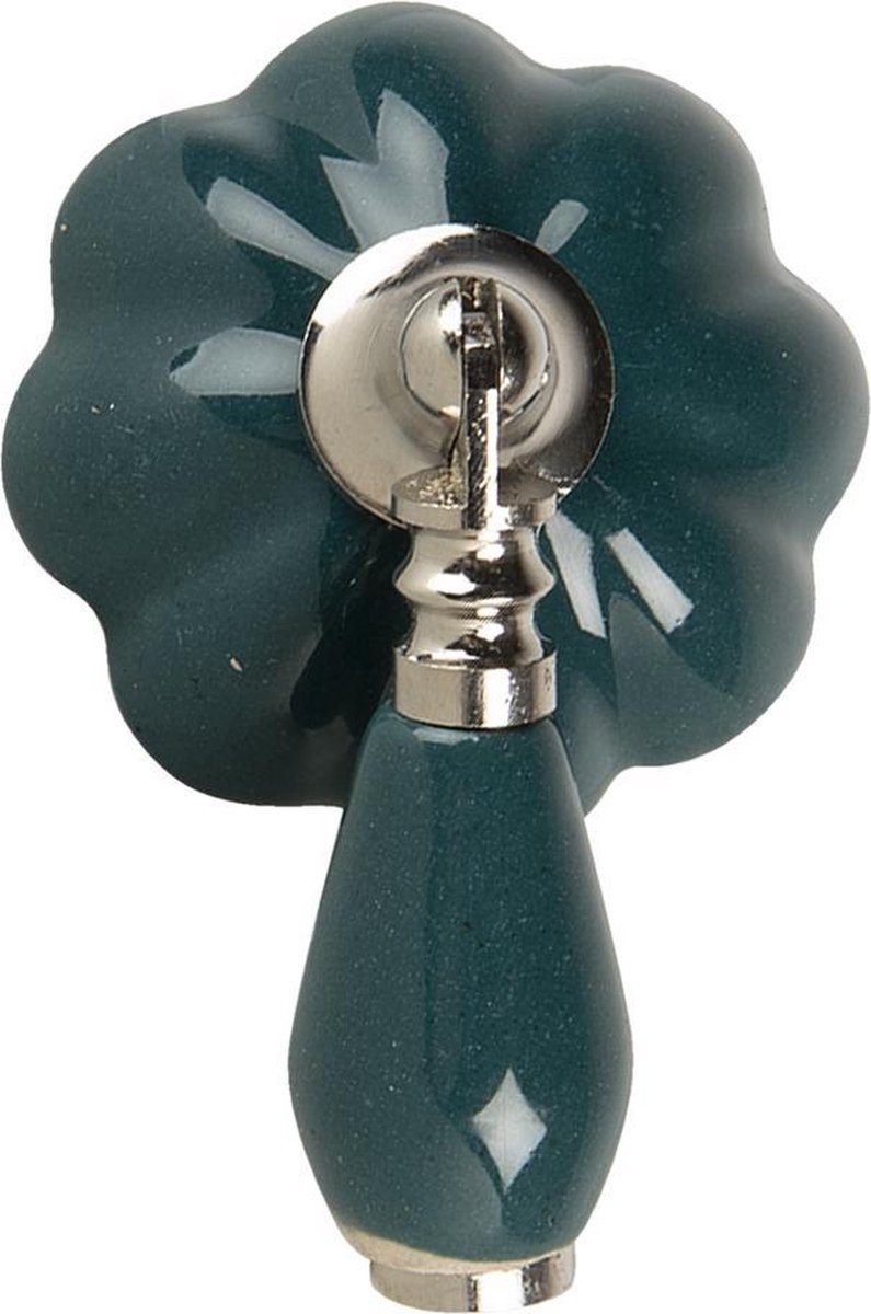 Clayre & Eef Deurknop 4x8x6 cm Groen Keramiek Meubelknop Kastknop