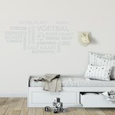 Muursticker Voetbal Woorden Wolk - Lichtgrijs - 120 x 56 cm - baby en kinderkamer nederlandse teksten