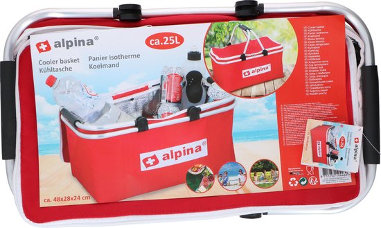 alpina Koeltas met Handvat - ca 25 Liter - Afsluitbaar met rits - Rood van Alpina — afbeelding 3