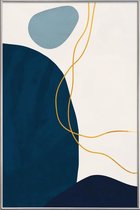 JUNIQE - Poster met kunststof lijst Mindfulness gouden -20x30 /Blauw &