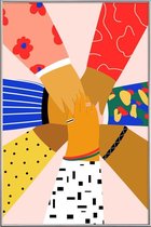 JUNIQE - Poster met kunststof lijst Alle hens - diversiteit -13x18