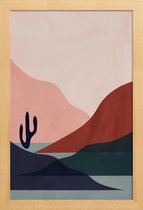 JUNIQE - Poster met houten lijst Desert -13x18 /Grijs & Rood