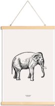 JUNIQE - Posterhanger Olifant -30x45 /Grijs & Ivoor