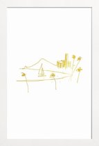 JUNIQE - Poster met houten lijst Hawaii gouden -20x30 /Goud & Wit
