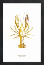 JUNIQE - Poster met houten lijst American Lobster gouden -30x45 /Goud