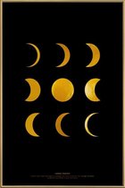 JUNIQE - Poster met kunststof lijst Lunar Phases gouden -13x18