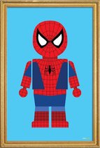 JUNIQE - Poster met houten lijst Spider-man Speelgoed -40x60 /Blauw &