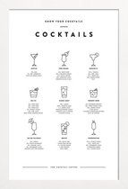 JUNIQE - Poster met houten lijst Cocktail infographic -30x45 /Wit &