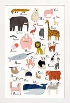 JUNIQE - Poster in houten lijst Animal Friends -20x30 /Kleurrijk
