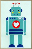 JUNIQE - Poster met kunststof lijst Robot with a Heart -20x30