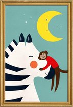 JUNIQE - Poster met houten lijst Goodnight Hug -60x90 /Kleurrijk