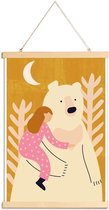 JUNIQE - Posterhanger Bear Hug -30x45 /Geel