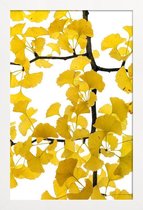 JUNIQE - Poster met houten lijst Ginkgo -60x90 /Bruin & Geel