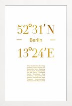 JUNIQE - Poster met houten lijst Berlin gouden -20x30 /Goud & Wit