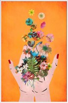JUNIQE - Poster in kunststof lijst Frida's Hands -30x45 /Kleurrijk