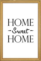 JUNIQE - Poster met houten lijst Home Sweet Home -13x18 /Wit & Zwart