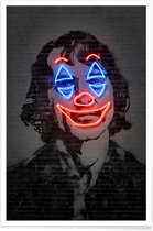 JUNIQE - Poster Neon Joker -60x90 /Grijs & Rood