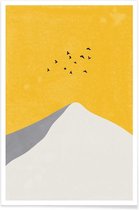 JUNIQE - Poster Mountain Peak -40x60 /Geel & Ivoor