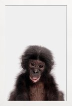 JUNIQE - Poster in houten lijst Bonobo -40x60 /Bruin & Zwart
