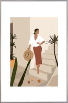 JUNIQE - Poster met kunststof lijst Pose -20x30 /Bruin & Grijs