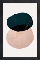 JUNIQE - Poster met houten lijst Crossed -13x18 /Blauw & Groen