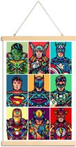 JUNIQE - Posterhanger Superhelden Pop Art -30x45 /Kleurrijk