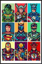JUNIQE - Poster in kunststof lijst Superhelden Pop Art -20x30