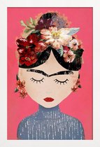 JUNIQE - Poster met houten lijst Frida Pink -13x18 /Roze