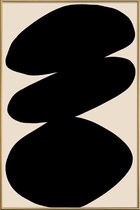 JUNIQE - Poster met kunststof lijst Pebbles -60x90 /Grijs & Ivoor