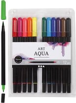 Aquarel Marker, lijndikte 2+4-8 mm, standaardkleuren, 12 stuk/ 1 doos