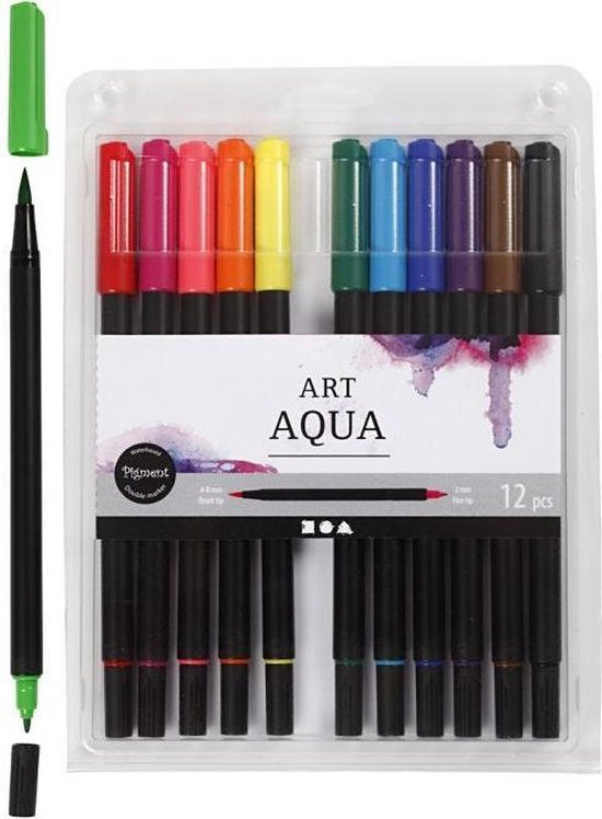 FEUTRES COLORIAGE 24 Couleurs Stylo Aquarelle Brush Pen Marqueur