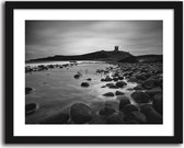 Foto in frame , Stenen op het strand ​, 70x100cm , Zwart wit  , Premium print