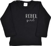 R Rebels | Katoenen Baby Shirt | Rebel Girl | Zwart | Maat 98/104