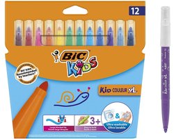 foto van BIC Kids Couleur XL Dikke Viltstift - Ultra wasbaar - 3 jaar en ouder - 12 kleuren