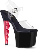 Pleaser Sandaal met enkelband, Paaldans schoenen -37 Shoes- SCALLOP-708 Paaldans schoenen Zwart/Rood