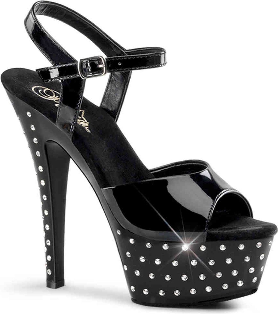 Goedkoopste EU 40 = US 10 | STARDUST-609 | 6 Heel, 1 3/4 PF Rhinestone Studded Ankle Strap P/F Sandal