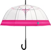 Perletti Paraplu Dames 89 Cm Fiberglas Transparant/roze