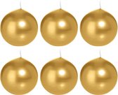 6x Gouden bolkaarsen 7 cm 16 branduren - Ronde geurloze kaarsen - Woondecoraties