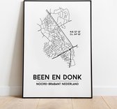 Beek en Donk city poster, A4 met lijst, plattegrond poster, woonplaatsposter, woonposter