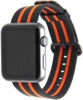 SmartphoneClip® Nylon Zwart/Oranje Bandje geschikt voor Apple Watch 42mm, 44mm, 45mm, en 49 mm (alle generaties)