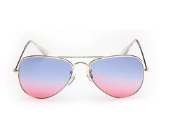 Hidzo Zonnebril Pilotenbril Goudkleurig - UV 400 - Blauw/Roze Glazen - Inclusief Brillenkoker