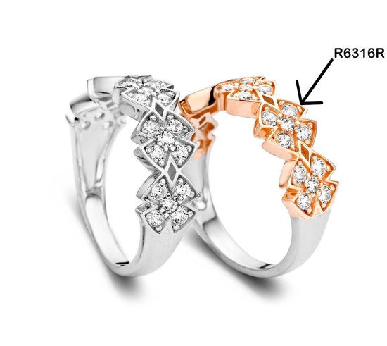 Velini jewels-R6316RR-54 -Ring -925 Zilver rosé- Cubic Zirkonia